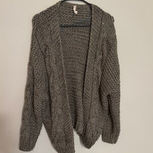Wishlist Chunky Cable Open-Front Cardigan - Olive